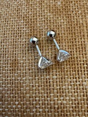 Solid Sterling Silver One Carat TW VVSD Moissanite Screw Ball Back Earrings